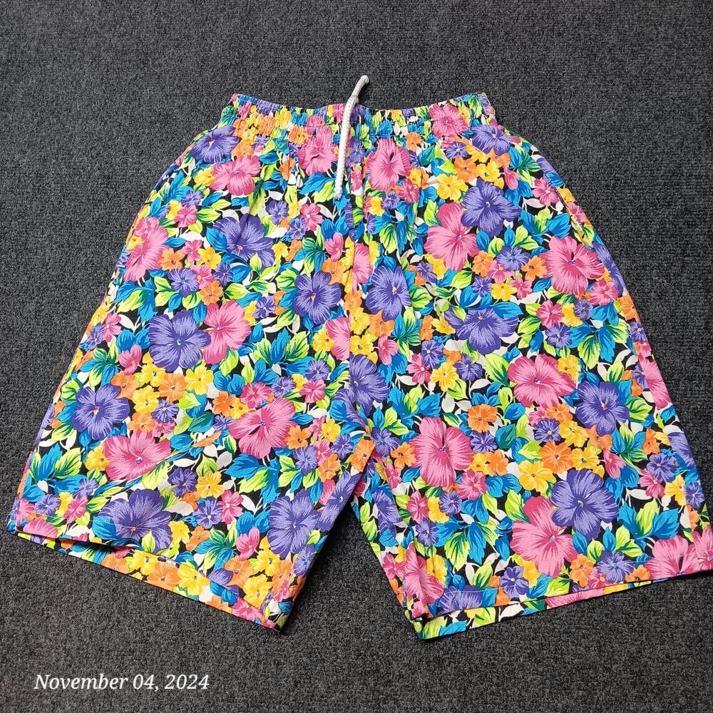 Vintage Double Take Shorts Women Medium Floral Print All Over Elastic Waist 90s‎